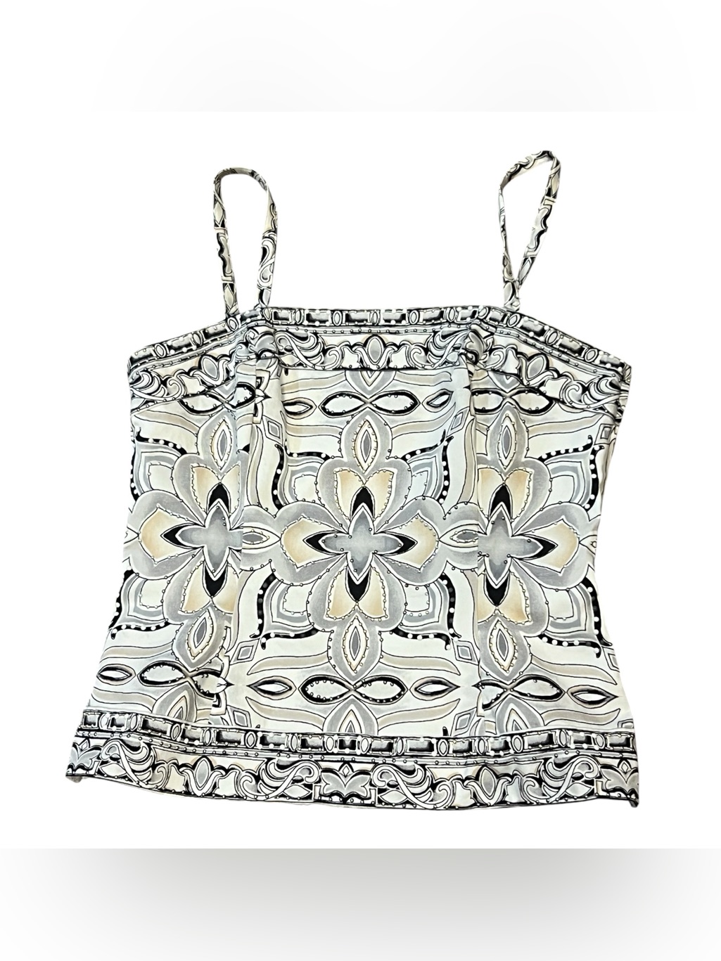 White House Black Market Black & Cream Beaded Spaghetti Strap Corset Top